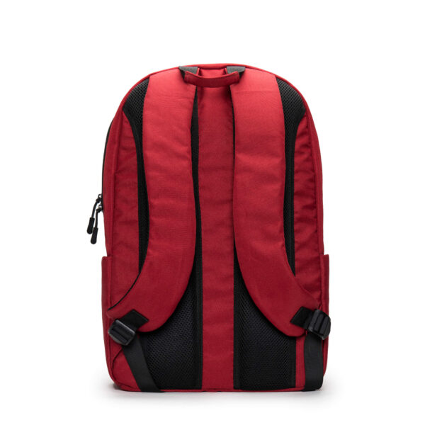 Minimalist red backpack OSLO, rear view - Ekomfort