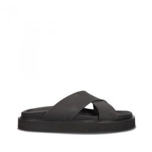 Chic ekomfort quilted sandals - Hazel Black, the flat open heel sandal with crossed straps