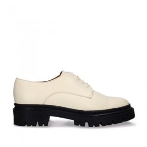 Megan White: Women’s Apple Leather White Derby: Casual Style Meeting Ecological Requirements