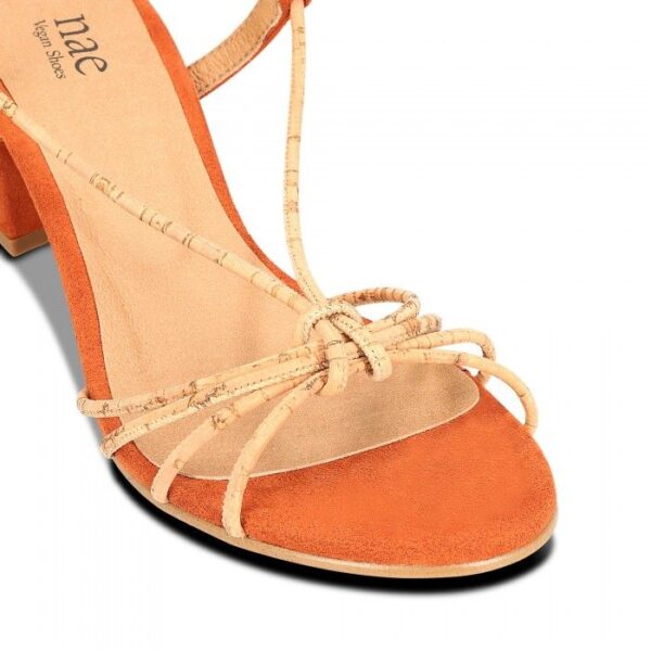 Sandals vegan Holly Orange with ankle straps and heel - Letzshop.