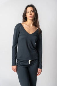 Top Lenora — lyocell, bleu