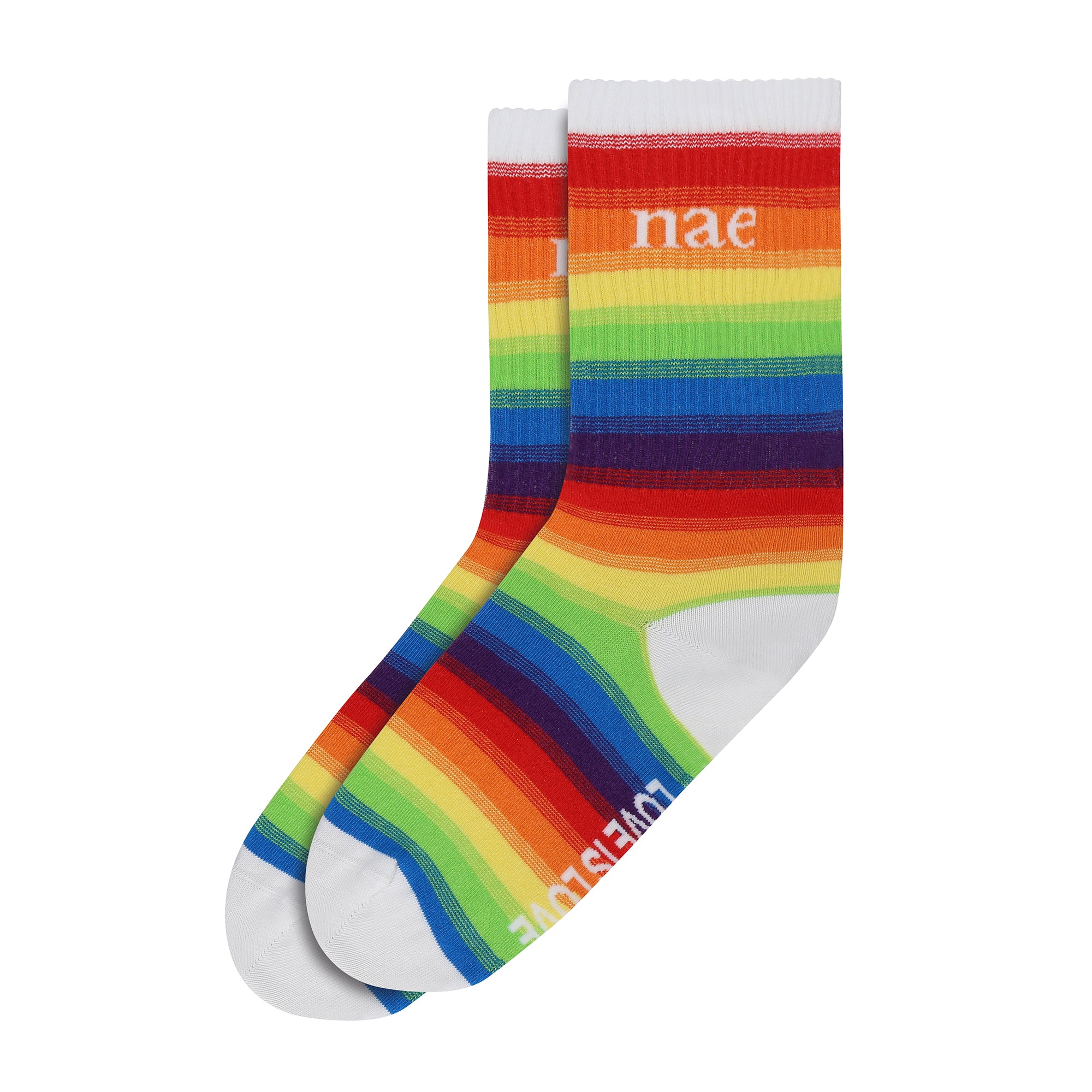 Chaussettes LoveRainbow — coton bio, blanc – Image 2