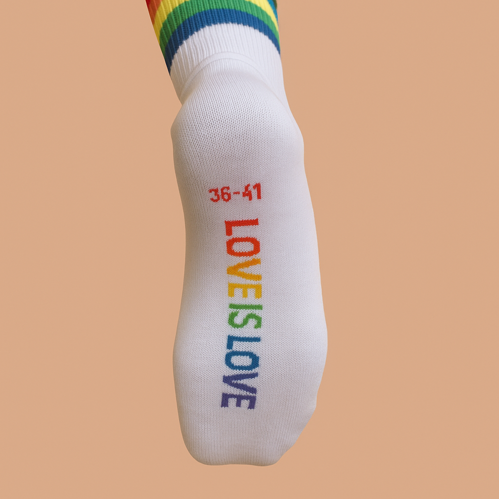 Chaussettes LovePride — coton bio, blanc – Image 3