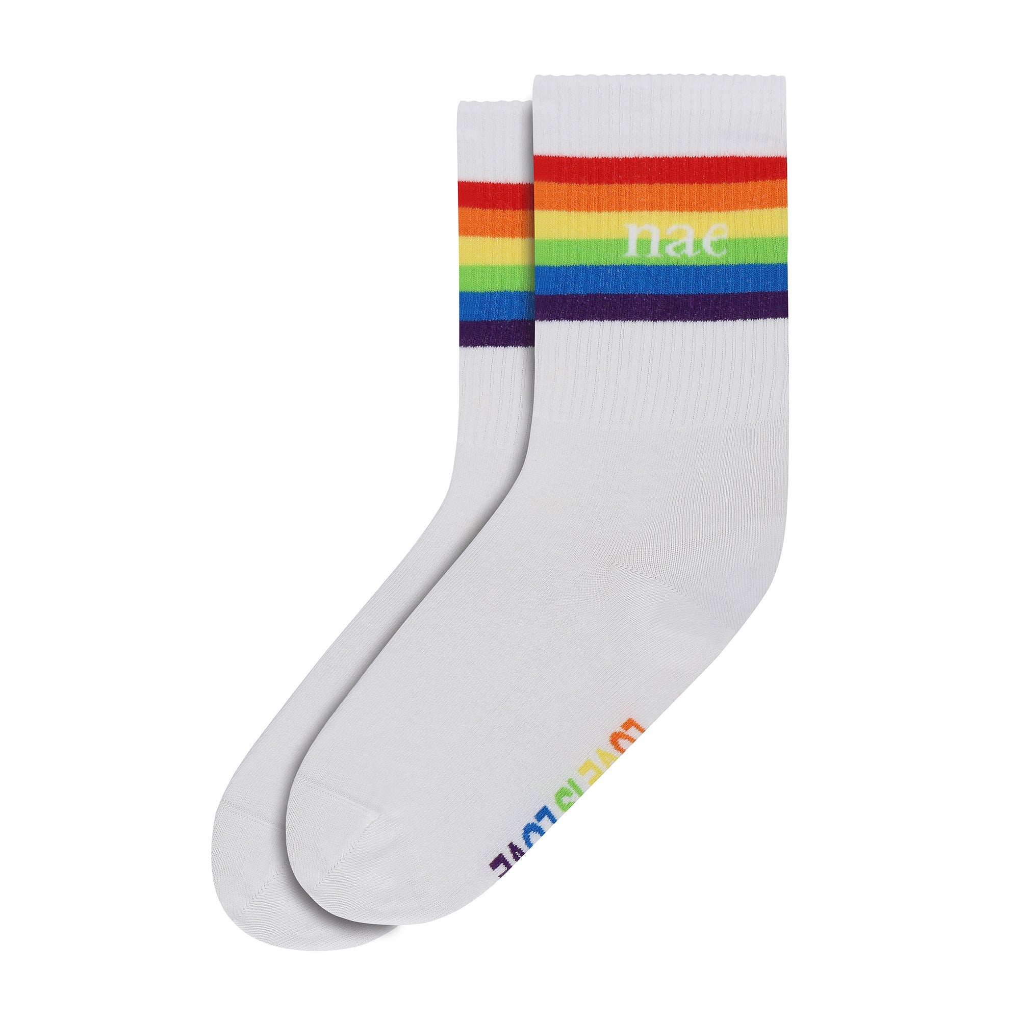 Chaussettes LovePride — coton bio, blanc – Image 2