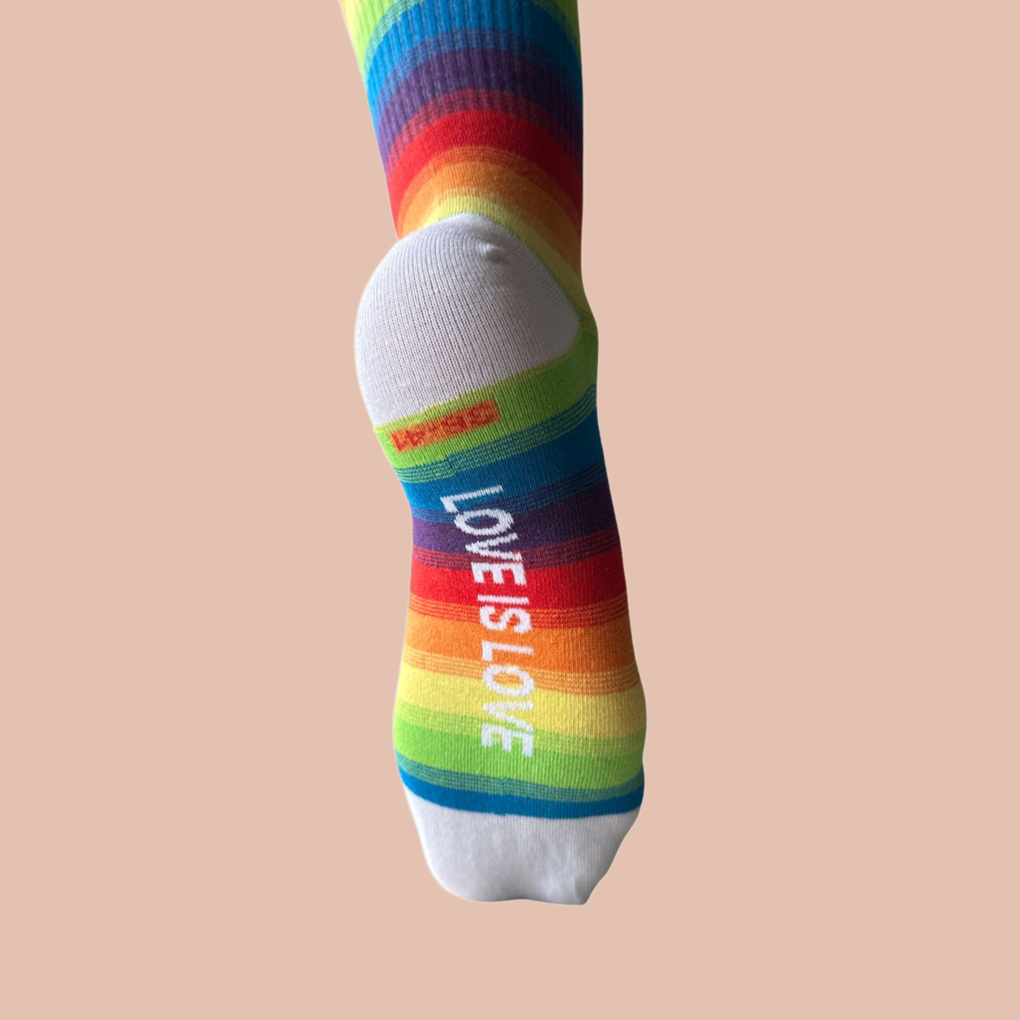 Chaussettes LoveRainbow — coton bio, blanc – Image 3