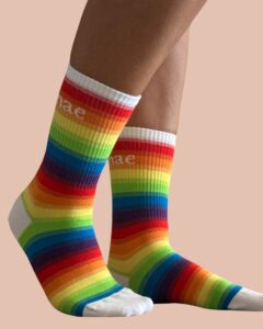 Chaussettes LoveRainbow — coton bio, blanc