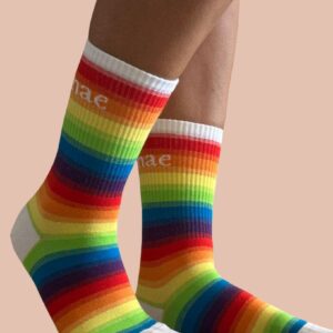 Chaussettes LoveRainbow — coton bio, blanc